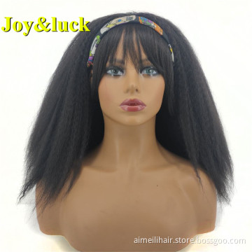 Wholesale Head Band Wigs for Women Shoulder Length Scarf Black Hairband Short Afro Kinky Curly Headband Wig Synthetic Hair Wigs